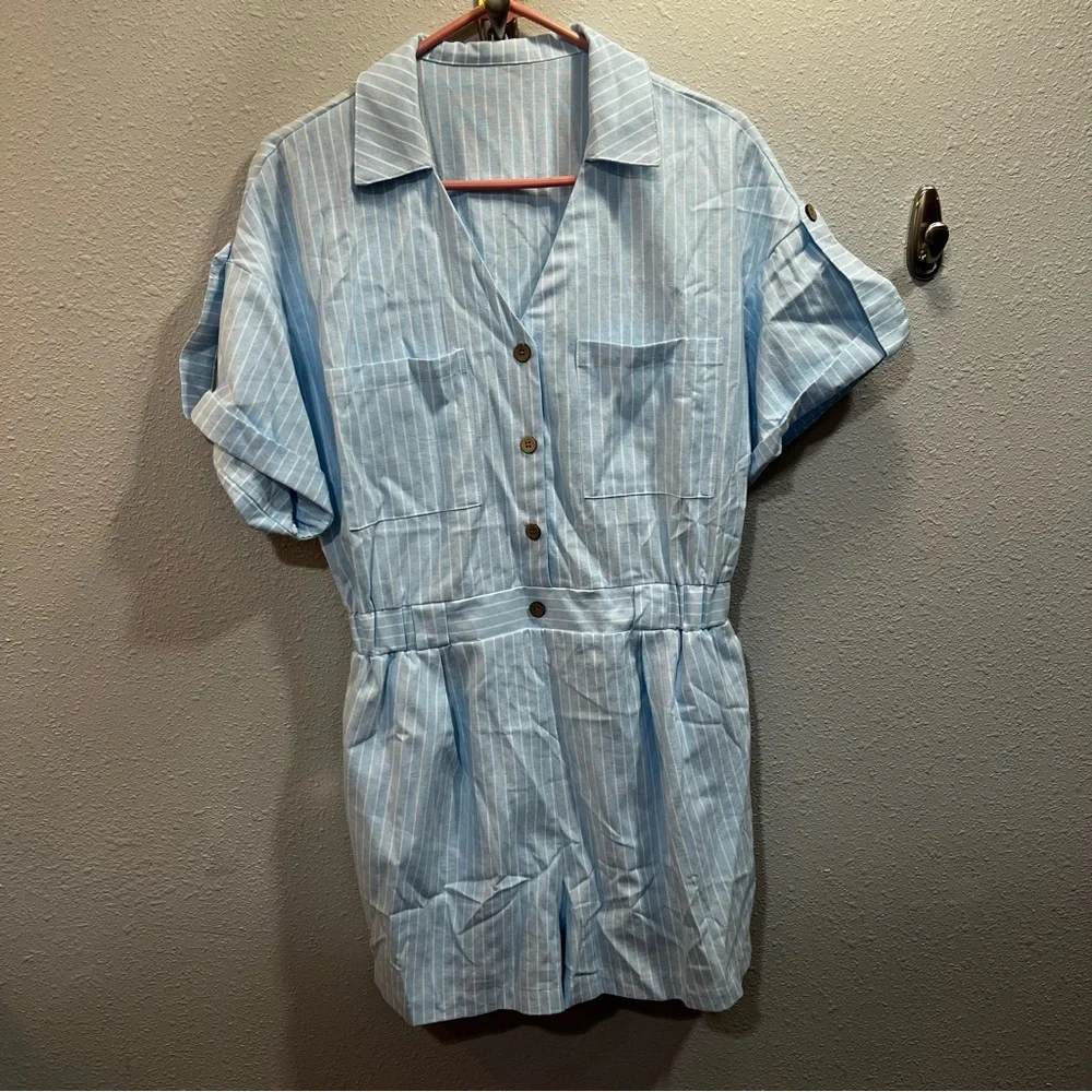 Cupshe striped romper beach pool cover up large - Picture 1 of 4